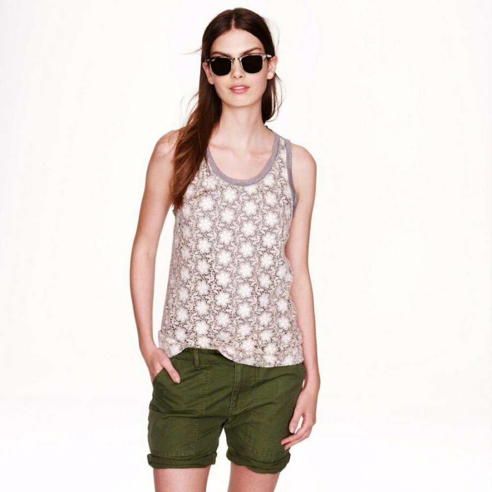 J. CREW CROCHETED LACE TANK TEE TOP  size XS